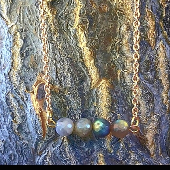 SALE New 12k Solid RG Rainbow/Bluefire Labradorite Mala - Picture 1 of 6